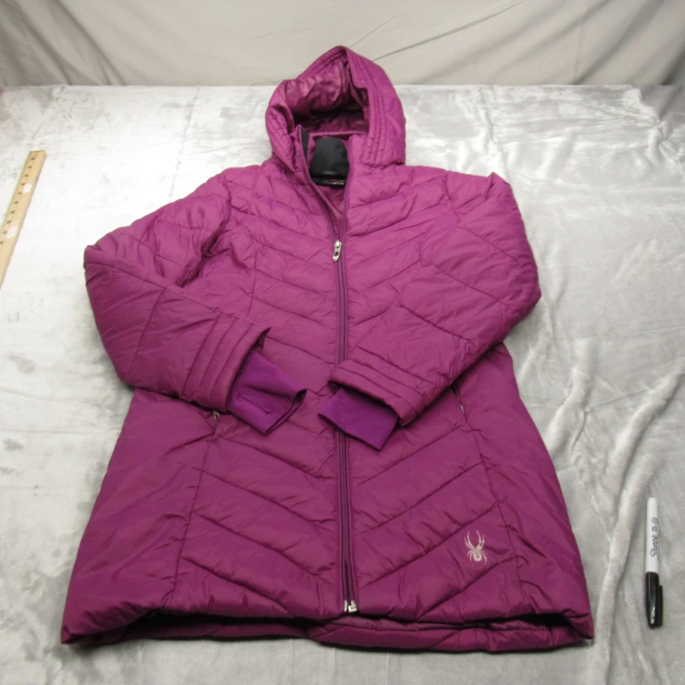 Chaqueta Spyder Niños Grande Púrpura Agujeros para Pulgares Con Capucha Acolchada Puffer Foto 2 de 4