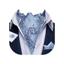 3 PCS Ascot Ties For Men Wedding Jacquard Woven Silk Cravat Pocket Square Set