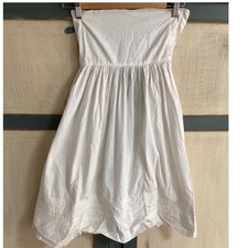 Antique White Cotton Pintuck Petticoat Skirt Victorian Edwardian Open Back Doll