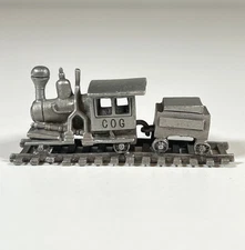 Vintage 1994 Rawcliffe Pewter Mini Train COG Locomotive & Tender on Track