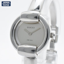 Gucci 1400L Silver Dial Quartz Bangle Watch Ladies Swiss Made 25mm Working