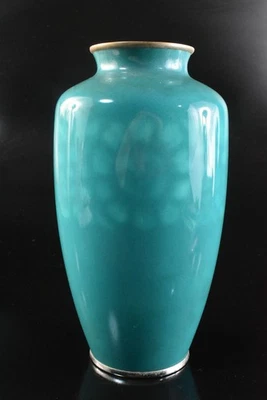 T4424: Japanese Metal Cloisonne-ware Flower Muffle painting FLOWER VASE Ikebana - Image 1 of 4