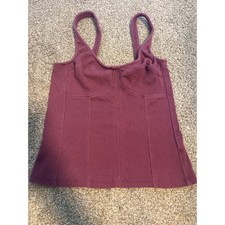 Universal Thread Ribbed Bustier Tank Top Burgundy Size S
