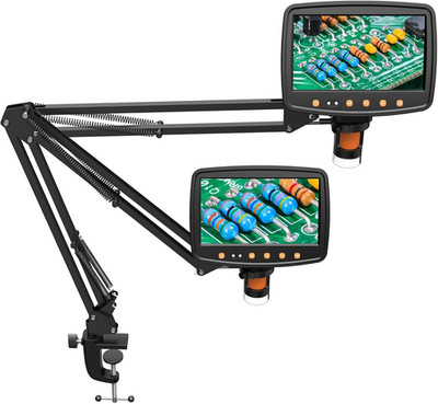 Hayve Microscope Arm Stand，Adjustable Metal Bracket with Clamp and Grommet Base，