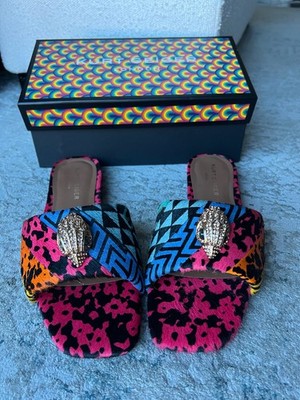 Kurt Geiger London Pony Fur Statement Mules Multicolor Eagle Women s Size 10