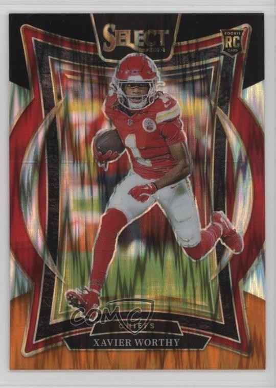 2024 Panini Select Concourse Black & Orange Shock Prizm Xavier Worthy #32 c7z