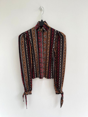 Free People Printed Top T-Shirt Mock Donatella Rollkragen Paisley XS / 6 - NEU