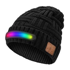 Unisex LED Beanie Hat Bluetooth Wireless Cap Headlamp Music Headphones Warm