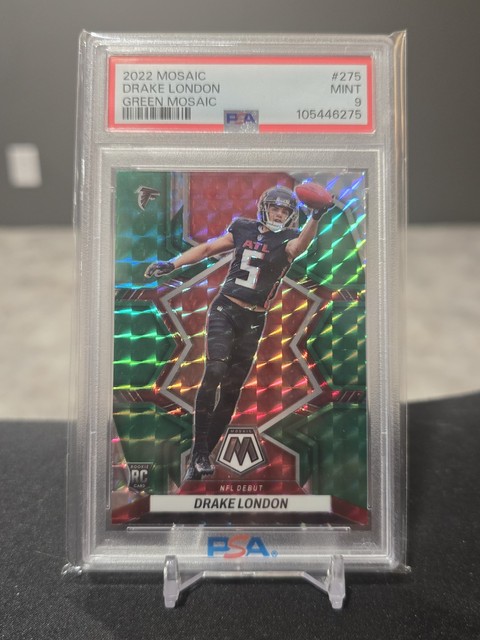 2022 Panini Mosaic Football Drake London RC Green Mosaic PSA 9