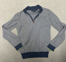 Vineyard Vines Sweater Youth S Blue/White Stripe Pullover Quarter Zip Boys