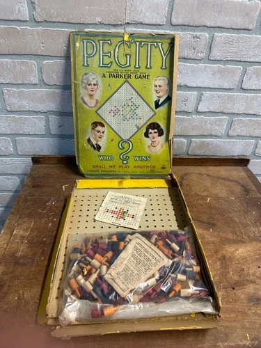 Vintage 1920s Parker Brothers Pegity Board Game Early - Box is Poor