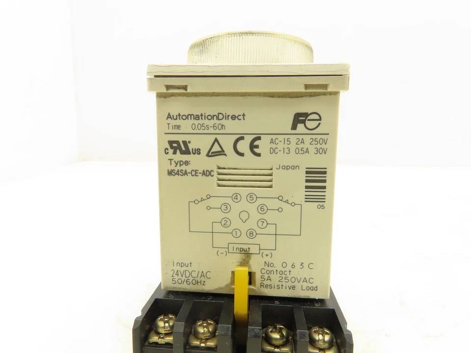 Automation Direct MS4SA-CE-ADC On-Delay Relay Timer Socket 0.05 Sec-60 Hours 24V - Image 2 of 4