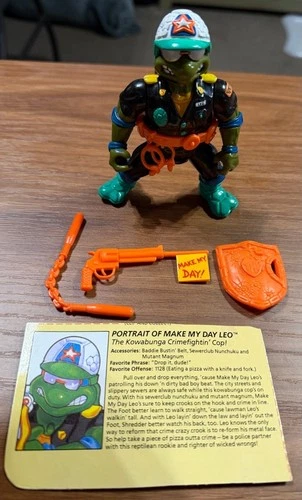 VTG Orginal Make My Day Leo Complete TMNT With File Card