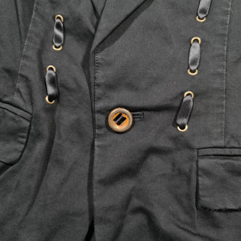 John Varvatos Converse Damen Blazer Schwarz Kleine Schnürärmel Baumwolle Jacke - Bild 3 von 4