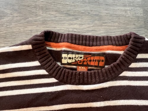 Vtg Ecko Unltd Sweater 2XL Heavy Knit Striped Stripes Y2K Rhino Crewneck - Picture 3 of 6