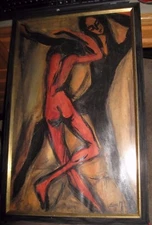 Original Abstract Cubist Dancers Signed Elsa Nelson