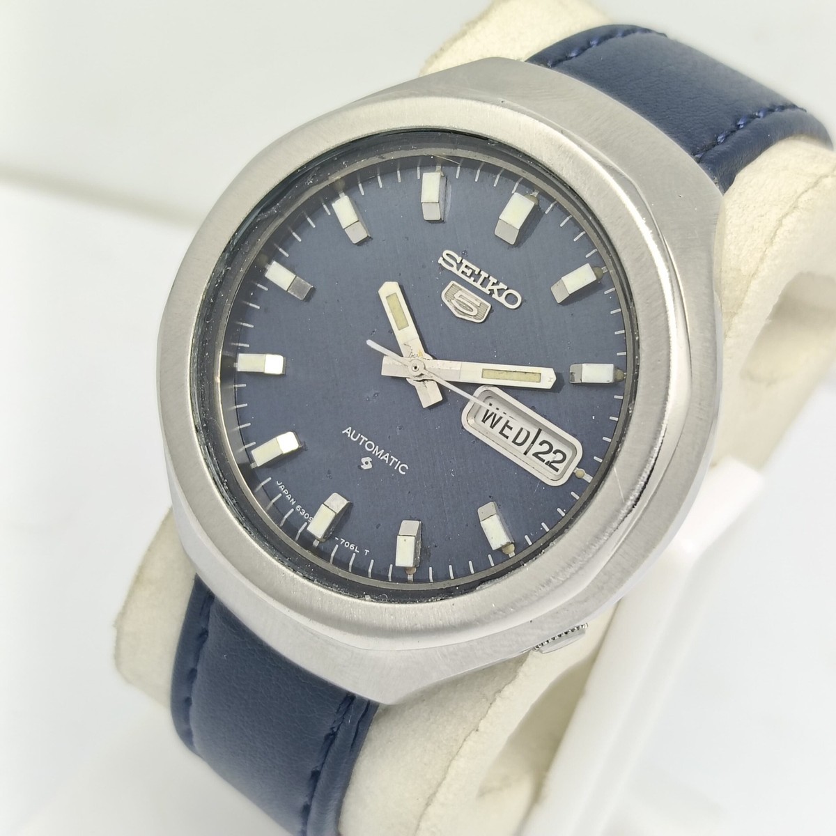 SEIKO 5 Automatic 6309-7060 Day/Date Blue Dial Helmet Vintage