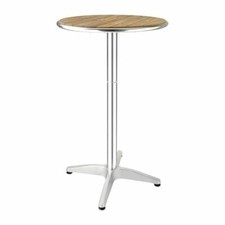 Bolero Ash Round Poseur Height Table Aluminium Frame Ash Wood Durable 600mm