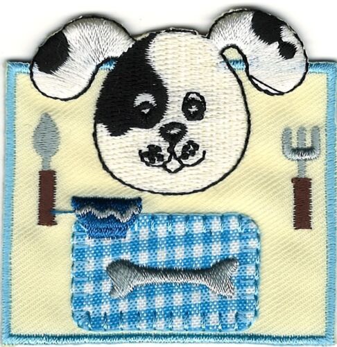 Cartoon Spotted Puppy Dog Canine Bone Dinner Embroidery Patch - 第 1/1 張圖片