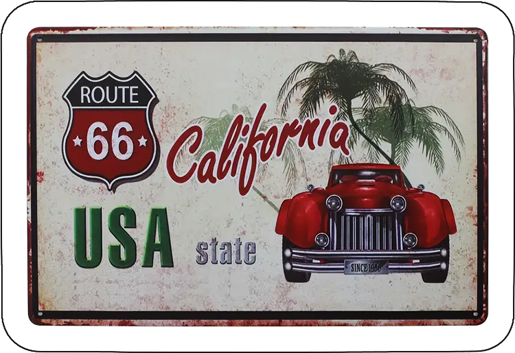 California Retro Route 66 Vintage Travel Sticker Decal for Cars & Laptops