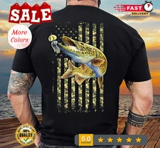 2025/Muskellunge Fishing American Camo USA Flag for Fisherman, Muskie North Amer