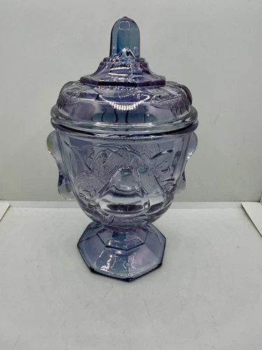 Vintage Jeannette Glass Candy Dish Iridescent Light Purple Baltimore Pear