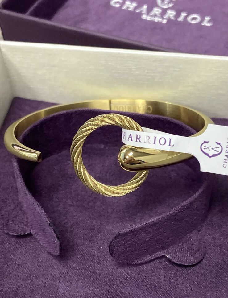 Charriol Infinity Zen Steel Bangle 04-404-1232-0C Yellow Gold-Women’s Sz Medium