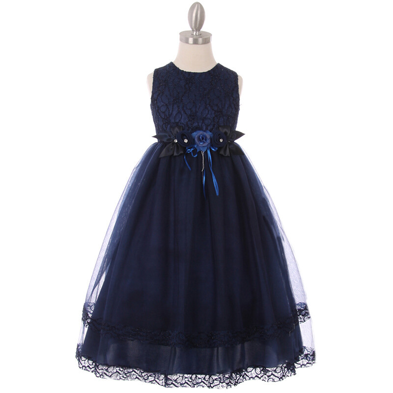flower girl dresses navy blue One Shoulder Navy Blue Tulle Ball Gown Flower Girl Dresses ARD1719
