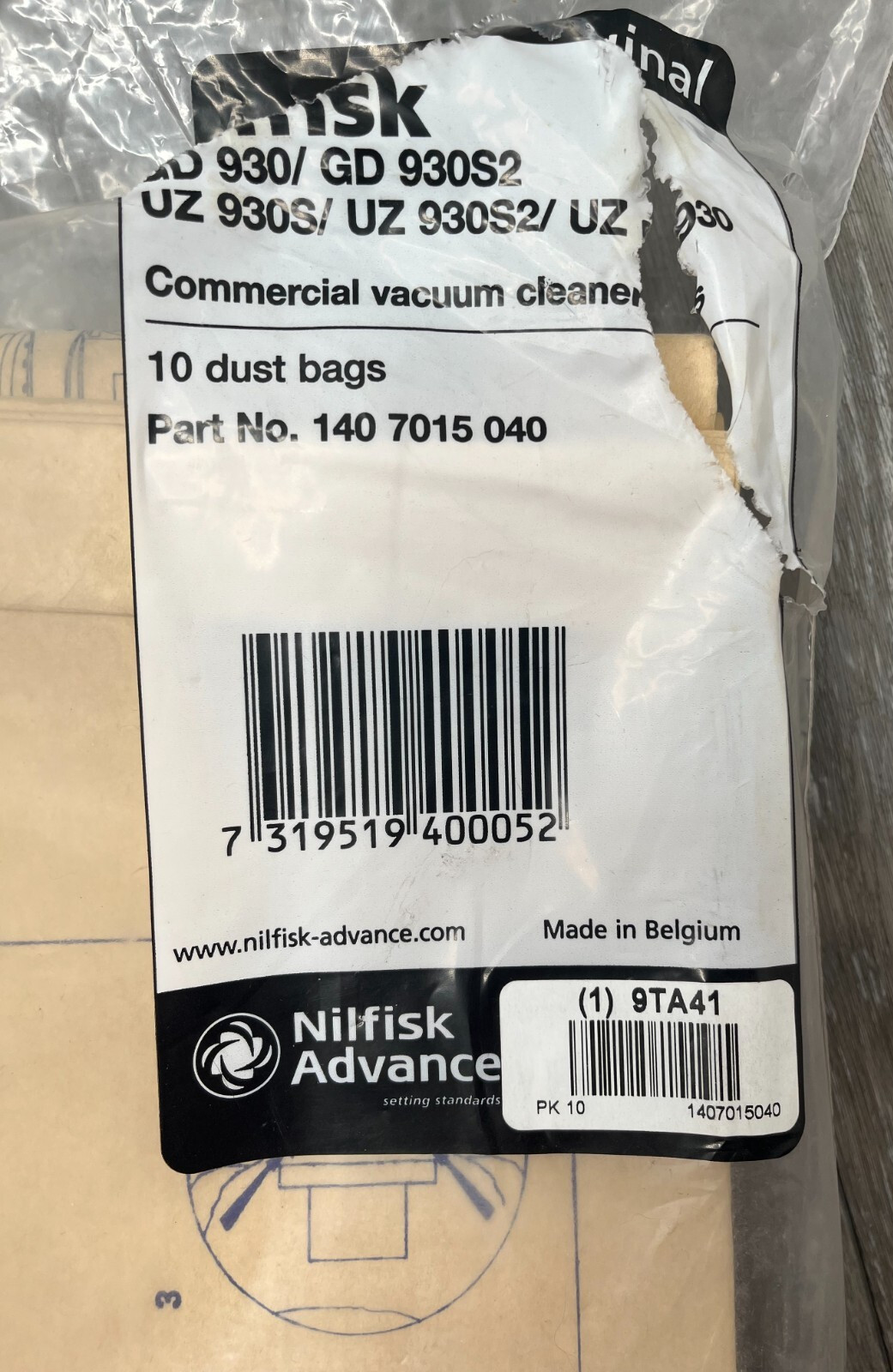 10ct Nilfisk Advance Commercial Vacuum Cleaner Bags for GD 930/930S2, UZ 930S ..