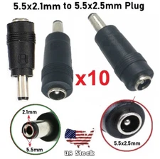 x10 Copper DC Power Connector 5.5x2.1mm Female to 5.5x2.1/2.5mm Male Adapter (C)