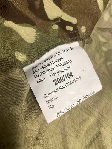 200/104cm LARGE POCKETS XL Tall NEW BRITISH ARMY MTP CAMOUFLAGE BARRACK SHIRT - Picture 2 of 2