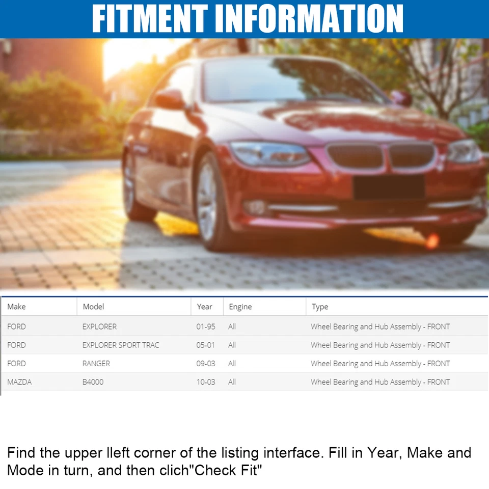 2x Front Wheel Bearing Hub Assembly for Ford Ranger Explorer/Mazda B4000 515052 Foto 3 de 4