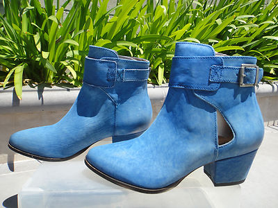 Free People BELLEVILLE Ankle Bootie, Leather COBALT Blue, Womens' Size EUR37 