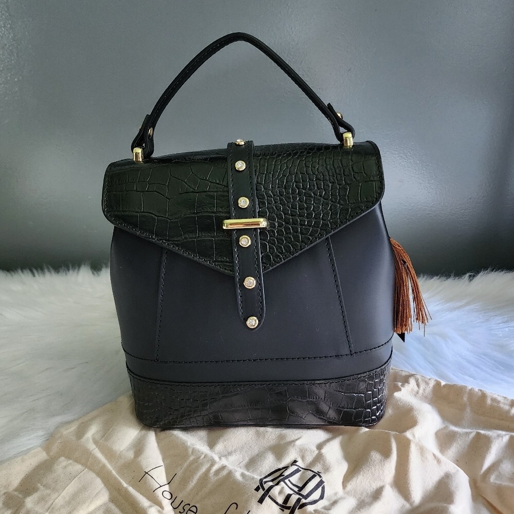 House of Harlow Black Croc-Embossed Women\'s Backpack House of Harlow 1960 Embossed Leather Handbags | Mercari main image 3