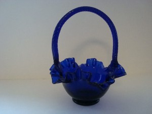 Fenton Cobalt Blue Glass Basket With Braided Applied Handle Stunning Ebay details about fenton cobalt blue glass basket with braided applied handle stunning