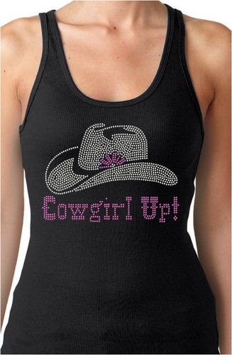 Cowgirl Up Rhinestone Funny Women's 