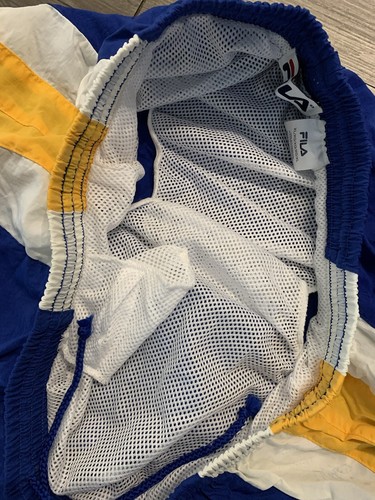 Vintage FILA Mesh Lined Nylon Shorts Swim Trunks Blue Mens XL Spell Out 90s Y2K - Picture 5 of 7