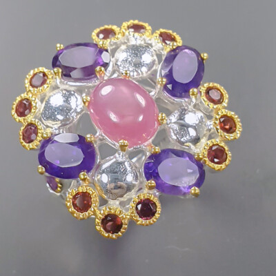 Fine Art Heated Star Ruby Ring 925 Sterling Silver Size 7.5 /B-R1414