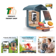 PAV- Bird Feeder with Camera Solar Panel, 2K HD & 64GB Card, AI Identify Bird...