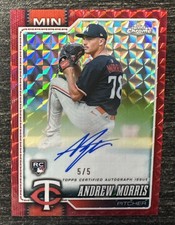 ANDREW MORRIS - 2026 Topps Chrome Rookie RED GEOMETRIC On Card AUTO 5/5 SSP RC. rookie card picture
