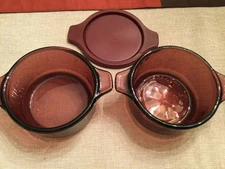 Vintage Libbey Forte Crisa Mexico Bowls 2 Amethyst with handles