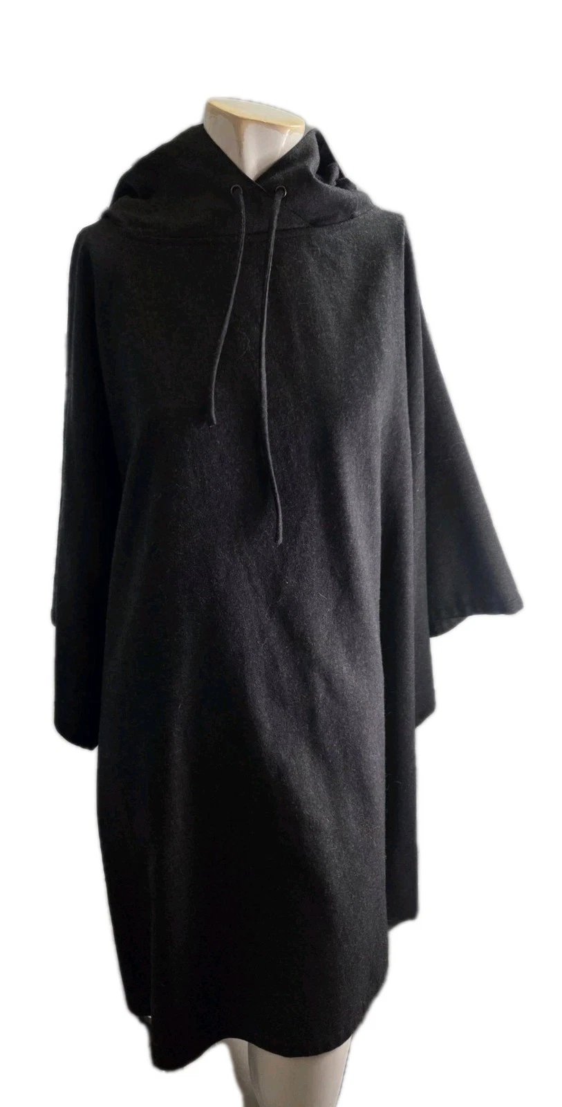 Lauren Ralph Lauren Women's Sweater O/S Charcoal Hoody Poncho Maxi Wool