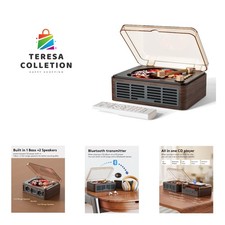 Portable Retro Walnut-Brown CD Player with Bass Boost and Bluetooth Connectivity