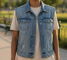 Fritzi aus Preußen Damen Weste Ärmellose Jeans Weste Denim Modisch mit Taschen