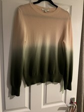 M & S Autograph 100% pure Cashmere Dip Dye Pink Green Jumper UK 10 long sleeve