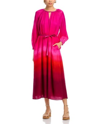 Tommy Bahama L95929 Pink Papaya Ombre Harmony Hues Midi Dress Size M