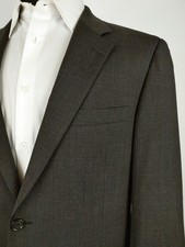 Jos. A Bank Mens 42R Dark Gray Brown Wool Plaid Check Blazer Suit Coat Jacket