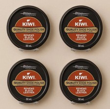 4X KIWI Original Black Leather Renews Protects Shiny Shoe Polish 50g 1.76oz New