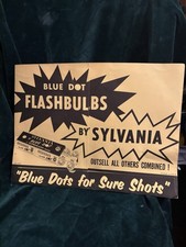 Vintage Paper 1960s Store Display Ad Sylvania Blue Dot Camera Flashbulbs