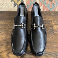 Salvatore Ferragamo Magnifico Gancini Bit Black Leather Loafers 7.5 D